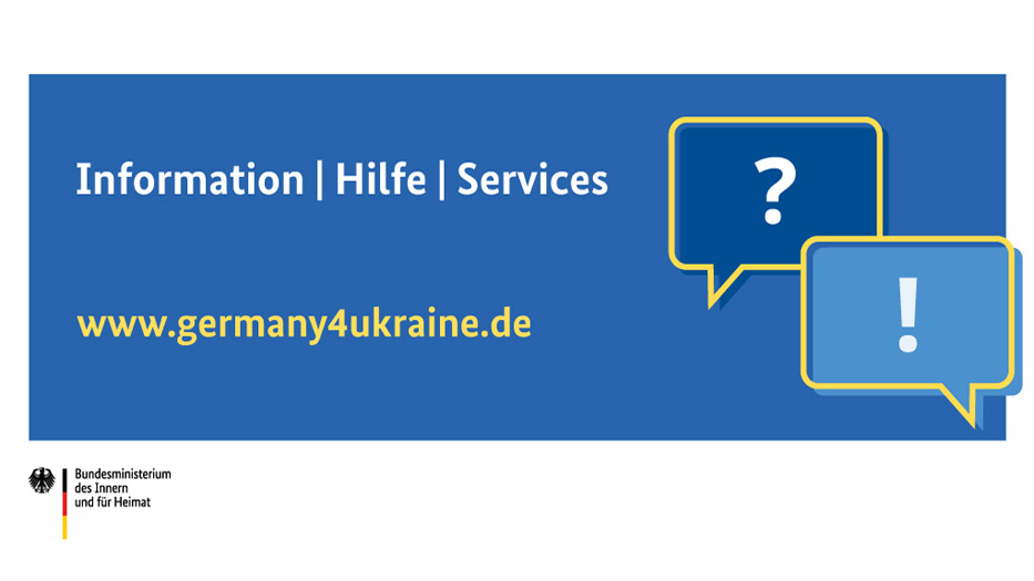 Grafik mit dem Text Information / Hilfe / Service sowie www.germany4ukraine.de