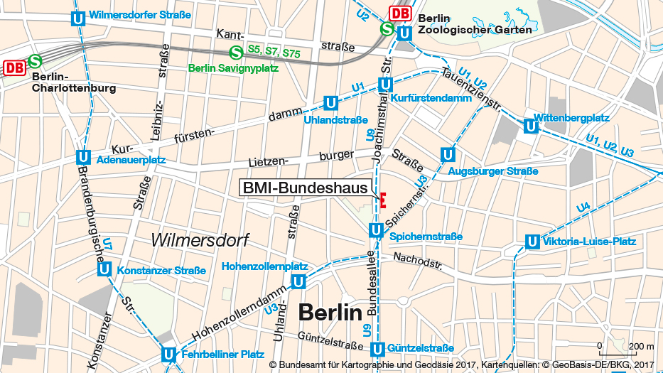 Anfahrtsskizze: Außenstelle Bundeshaus (Berlin)