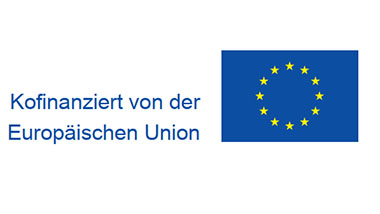 Links im Bild der Schriftzug "Kofinanziert von der Europäischen Union", rechts das Logo der Europäischen Union - gelbe Sterne in Kreisform auf blauem Hintergrund