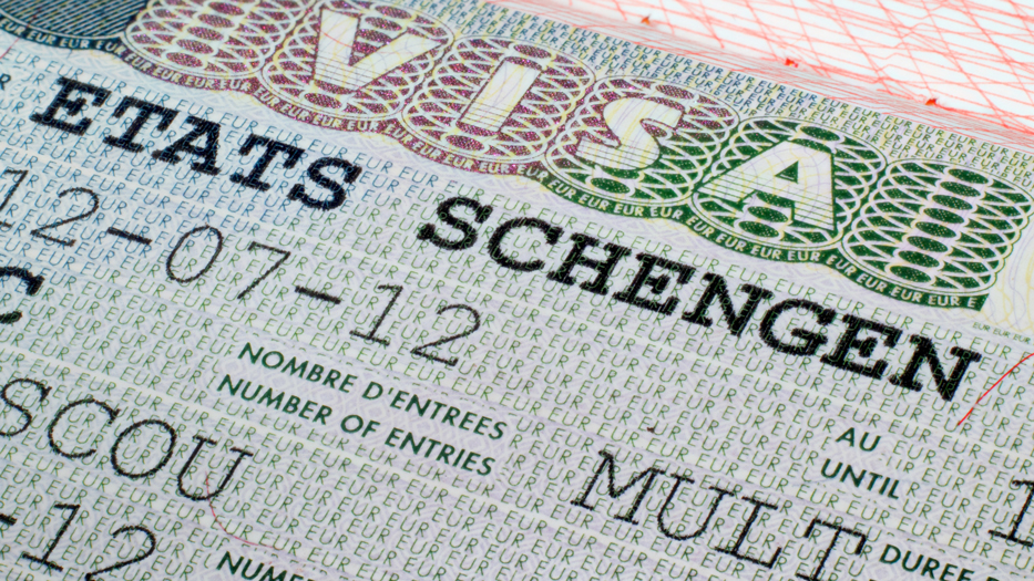Nahaufnahme eines Schengen-Visums