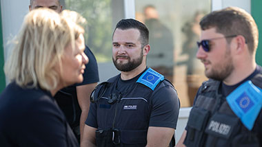 Bundesinnenministerin Faeser in Gesprächen am  Grenzübergang Kapitan Andreevo, Bulgarien.